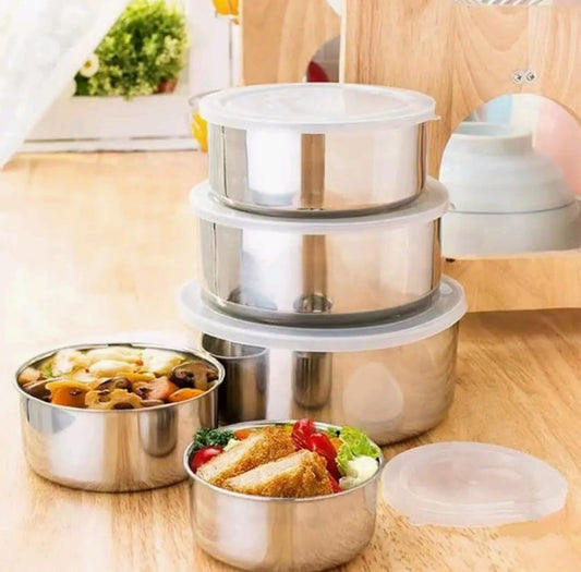 5 Piece Stainless Steel Lunch Boxes with Lids